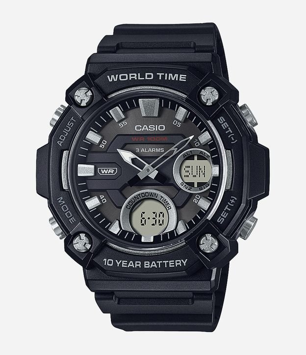 Relógio Masculino Casio Digital com Caixa em Plástico e Pulseira em Silicone