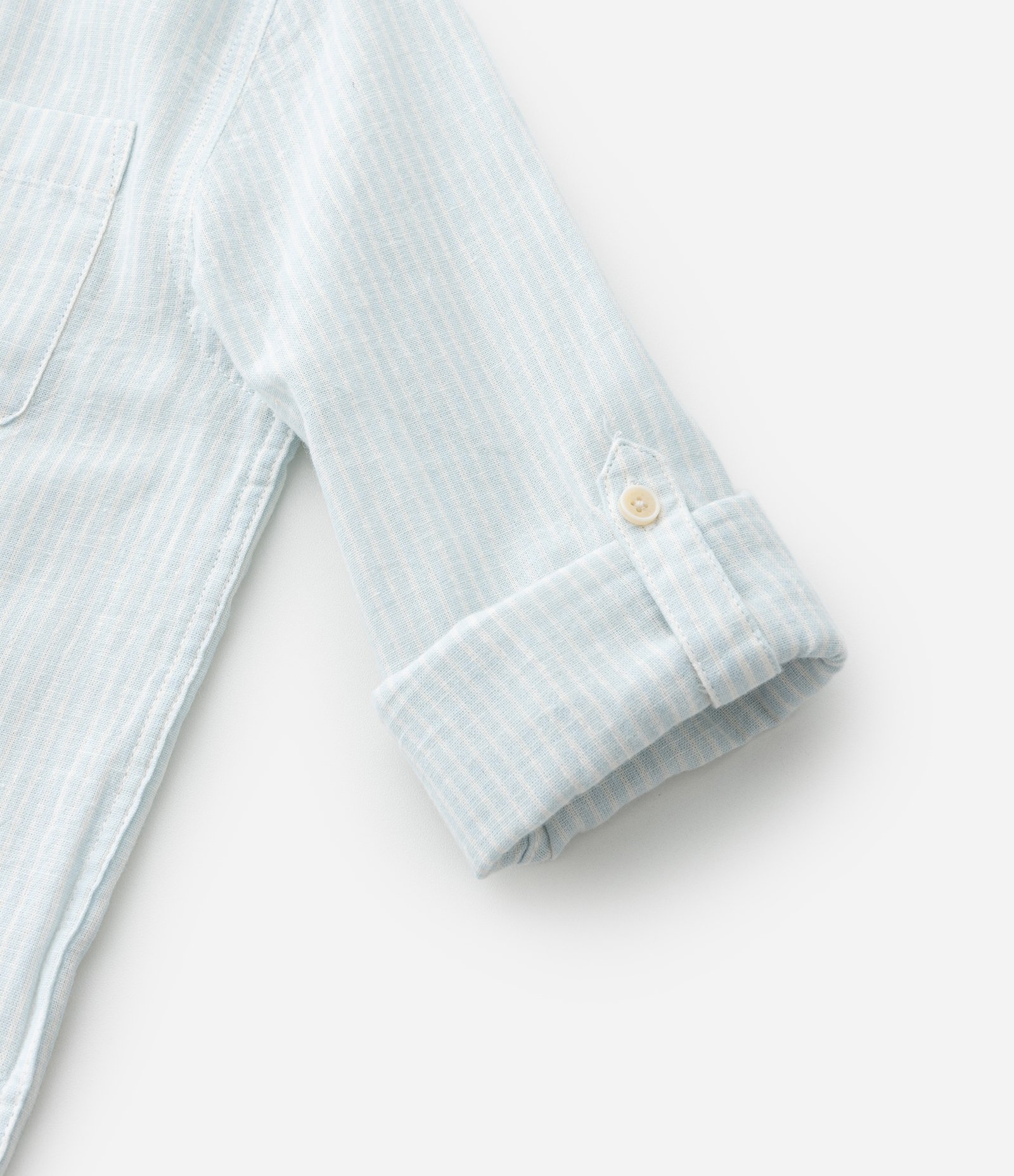Camisa Infantil com Bolsinho e Estampa Listrada - Tam 5 a 14 anos Azul 4