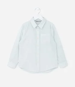 Camisa Infantil com Bolsinho e Estampa Listrada - Tam 5 a 14 anos