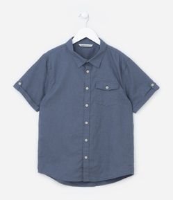 Camisa Infantil com Bolsinho e Botões - Tam 5 a 14 Anos