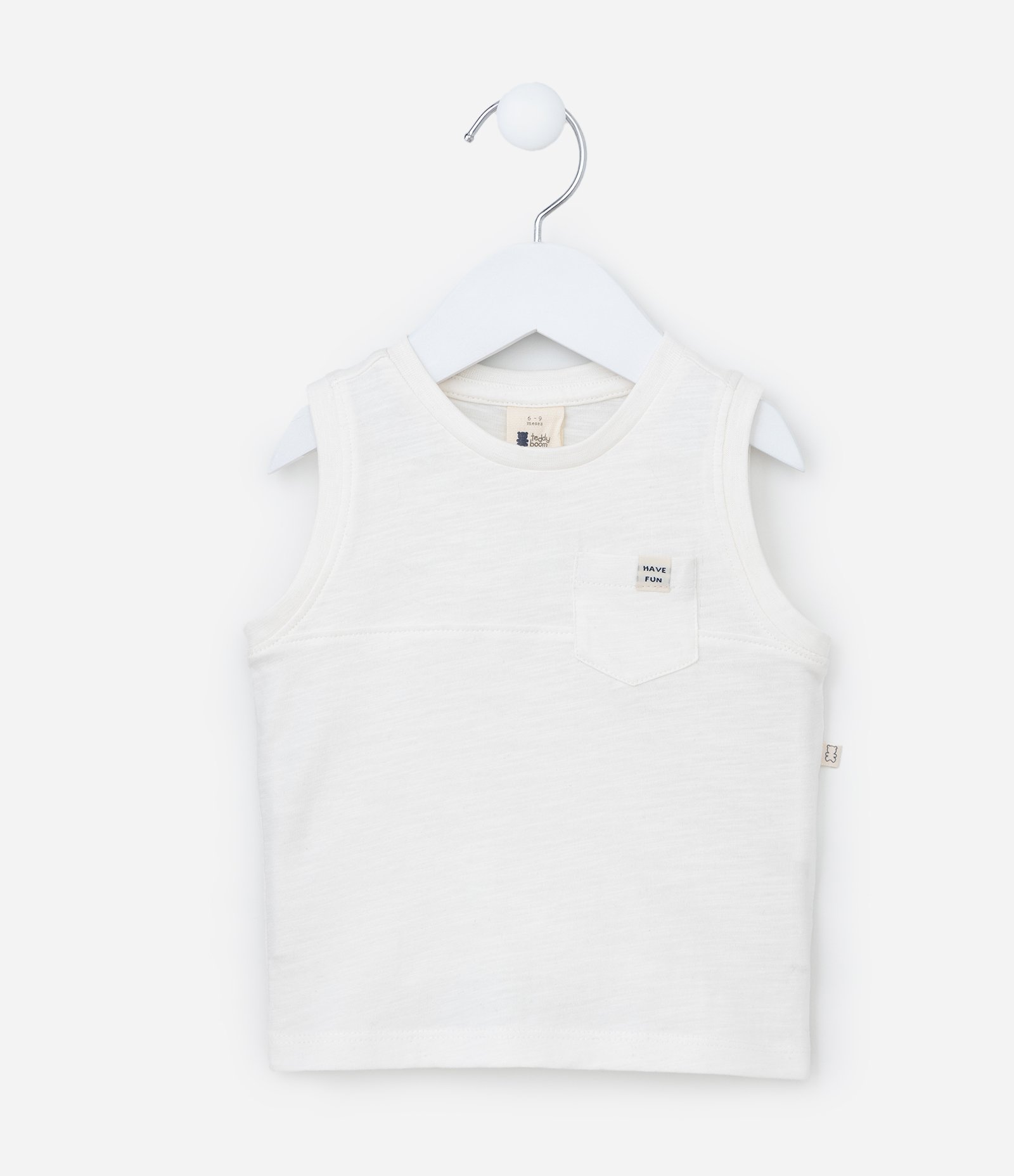 Regata Infantil em Algodão com Bolsinho - Tam 0 a 18 meses Branco 1