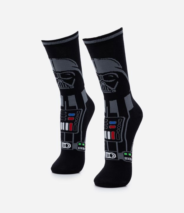 Meia Cano Longo em Algodão Estampa Darth Vader