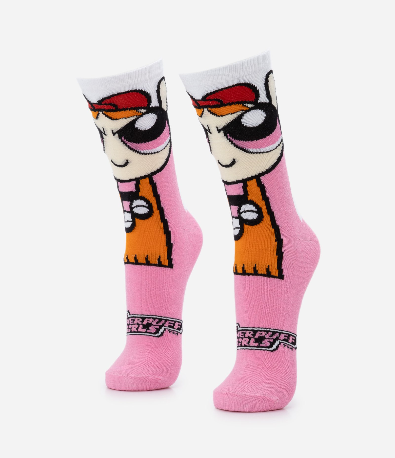 Meia Cano Alto em Algodão Estampa Florzinha Meninas Super Poderosas Rosa 1