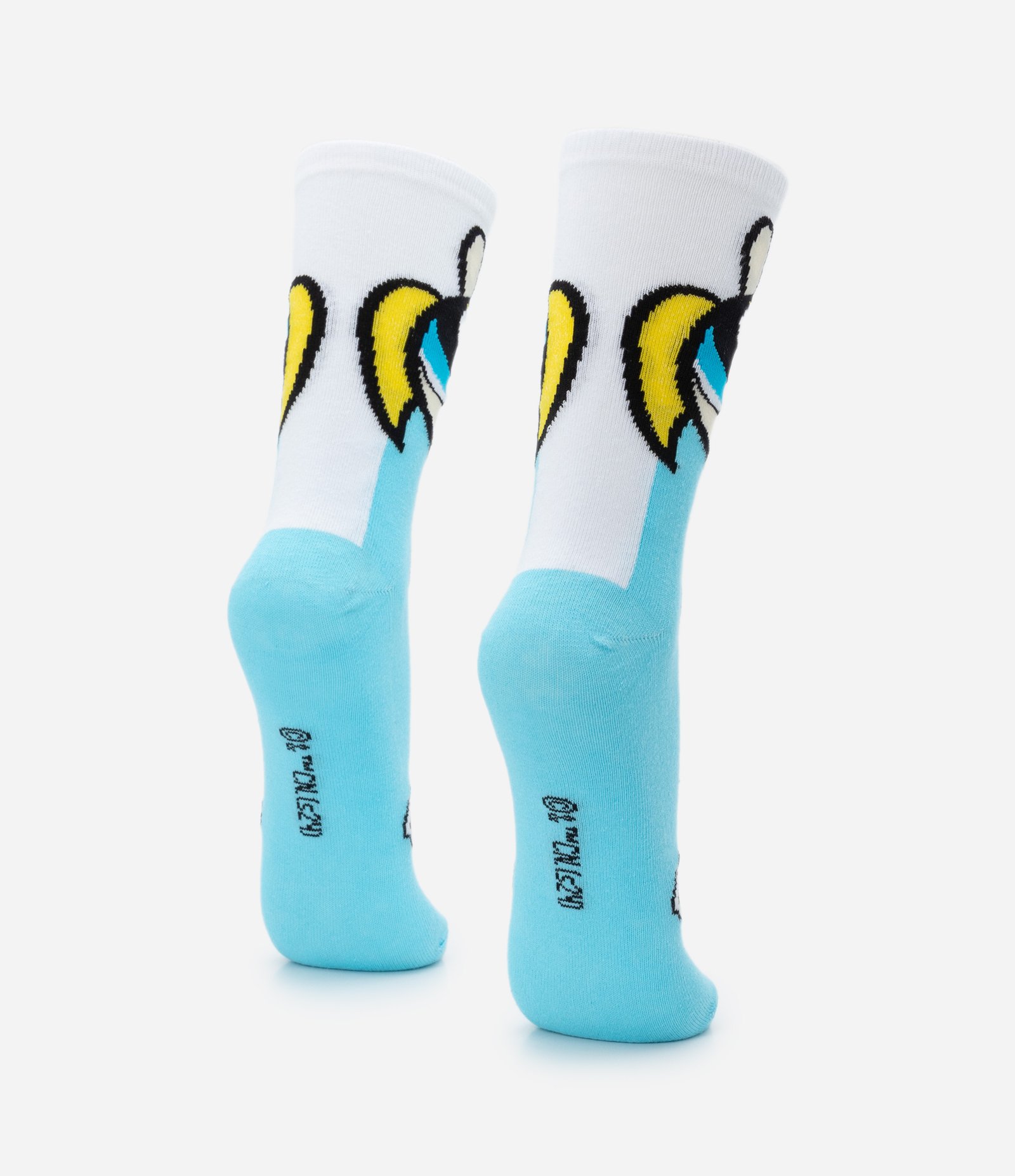 Meia Cano Alto em Algodão com Estampa Lindinha As Meninas Super Poderosas Azul/ Branco 3