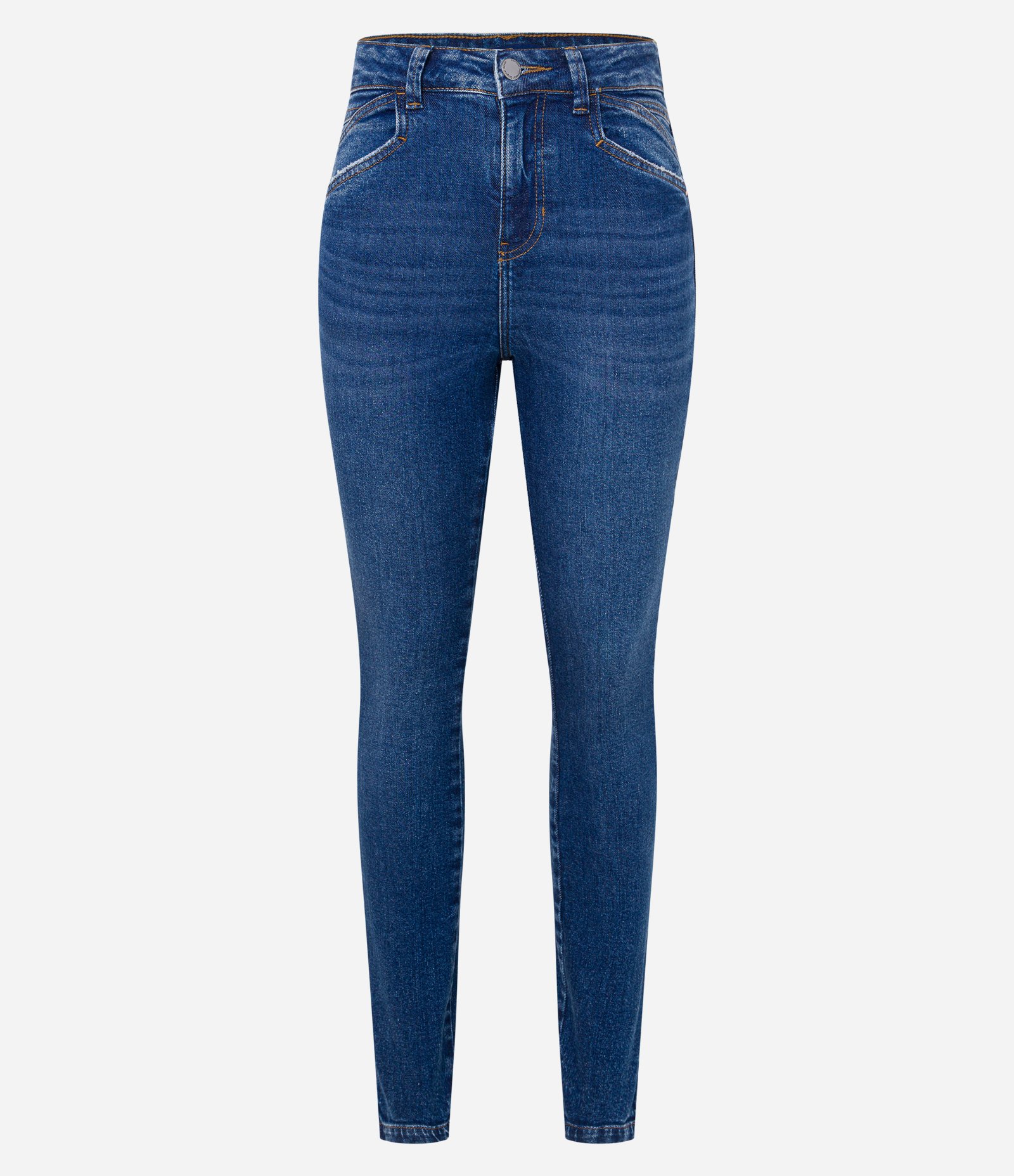 Calça Skinny em Jeans com Recortes nos Bolsos Azul 5