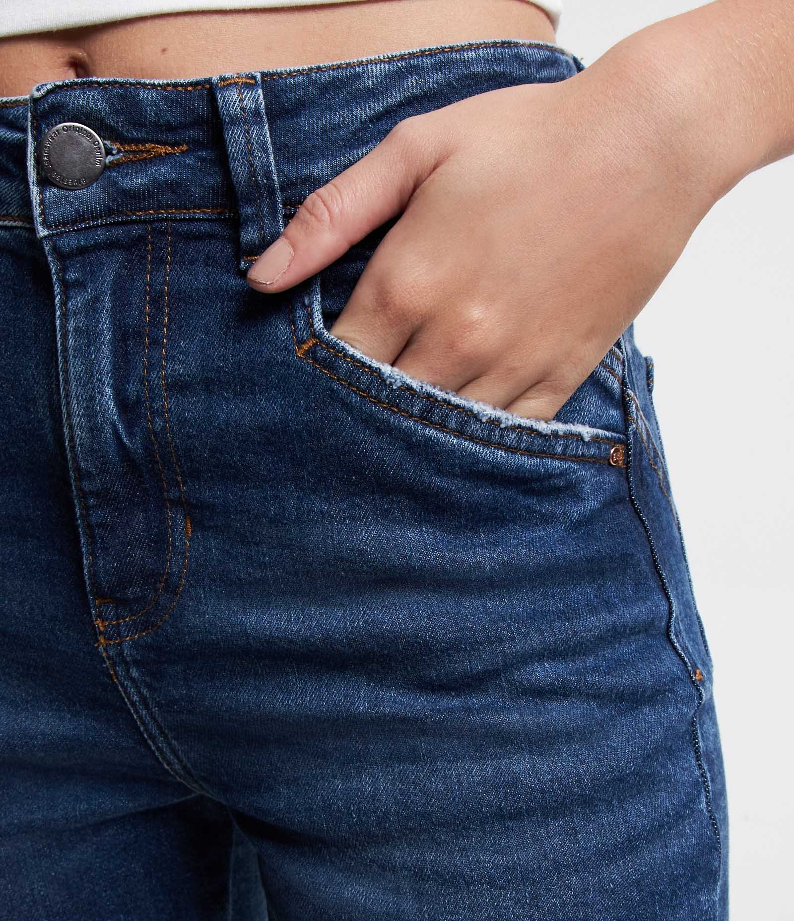 Calça Skinny em Jeans com Recortes nos Bolsos Azul 4