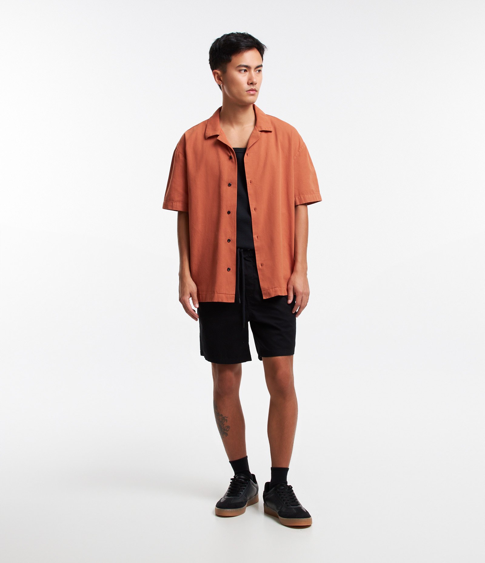 Camisa Boxy Texturizada em Algodão Laranja 2