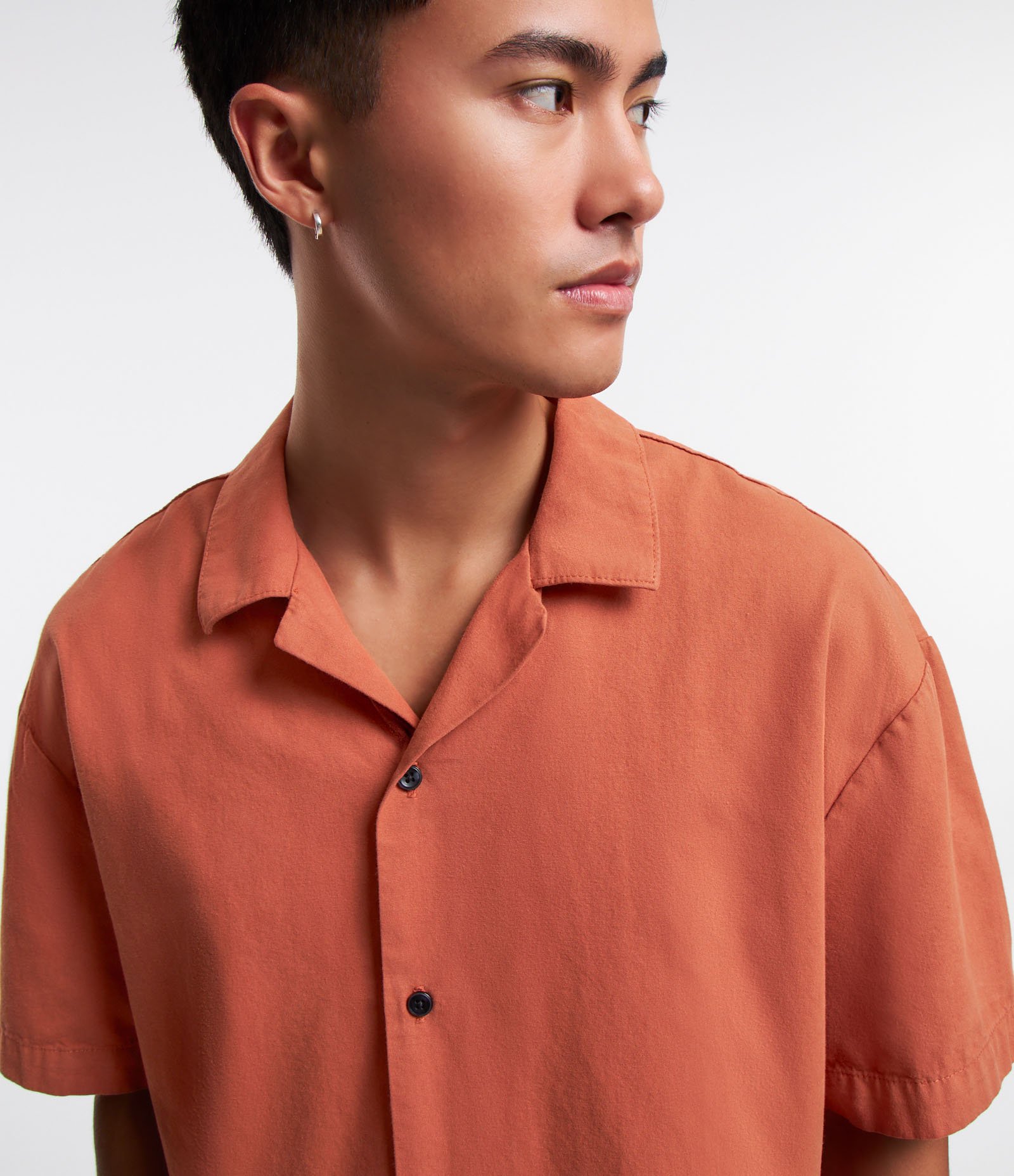 Camisa Boxy Texturizada em Algodão Laranja 3