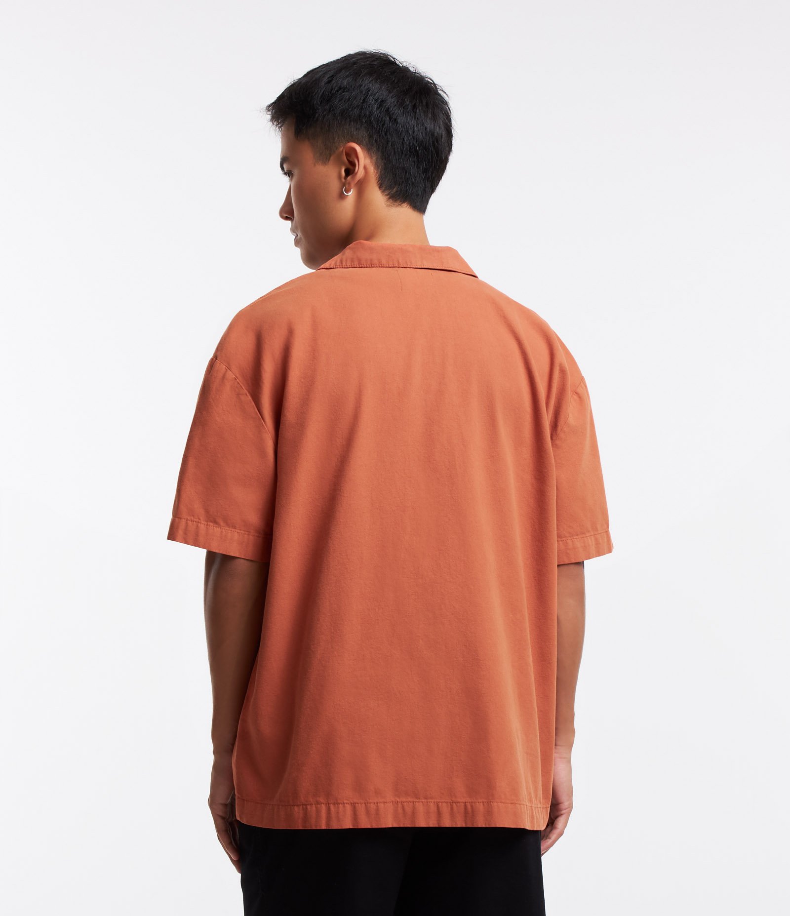 Camisa Boxy Texturizada em Algodão Laranja 4