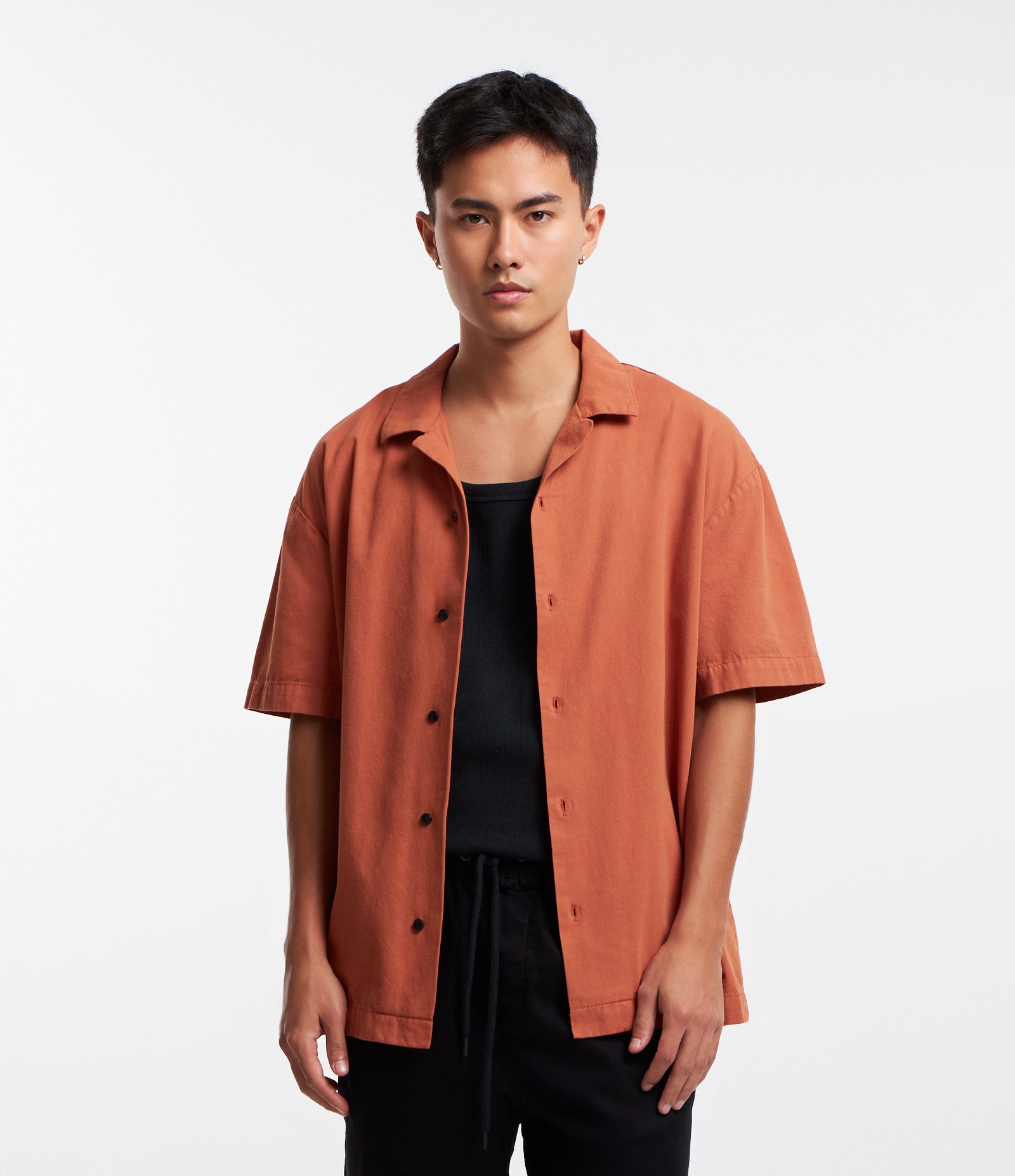 Camisa Boxy Texturizada em Algodão Laranja 5