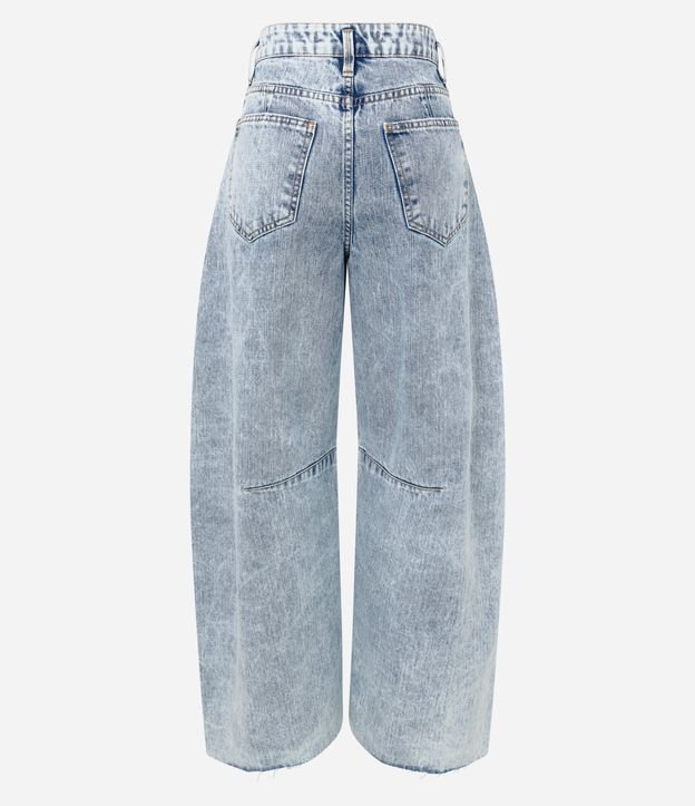 Calça Barrel em Jeans com Puídos Azul 6
