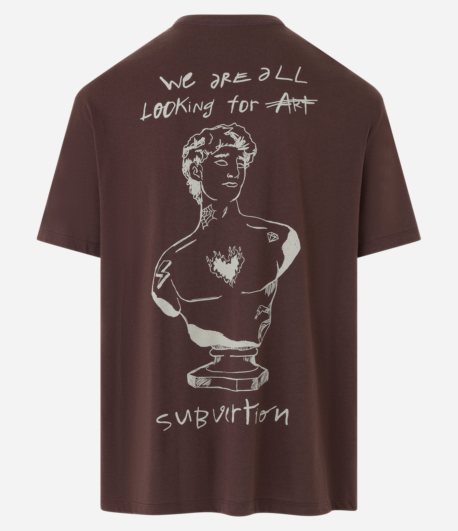 Camiseta Relaxed em Algodão e Estampa Frente e Costas Marrom 7