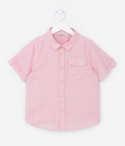Camisa Infantil com Bolsinho e Botões - Tam 5 a 14 Anos
