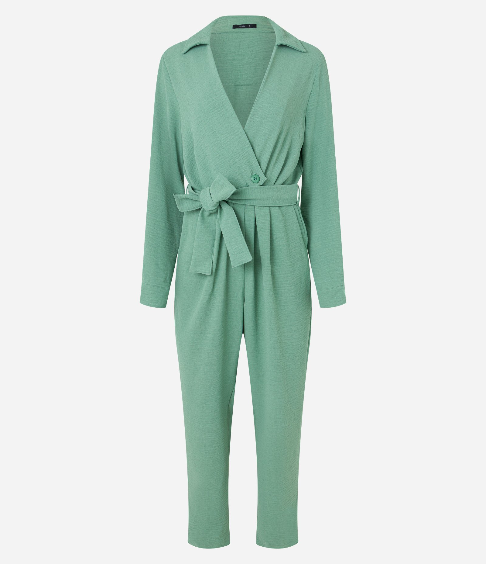 Macacão Alfaiatado com Decote Profundo e Amarração na Cintura Verde 5