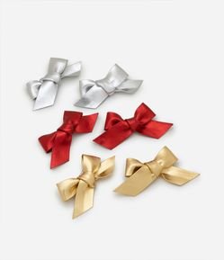 Kit 06 Presilhas de Cabelo Infantil em Formato de Laços Metalizados