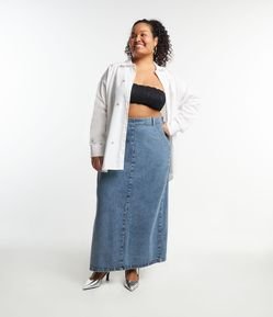 Saia Longa em Jeans com Fenda Traseira Curve & Plus Size