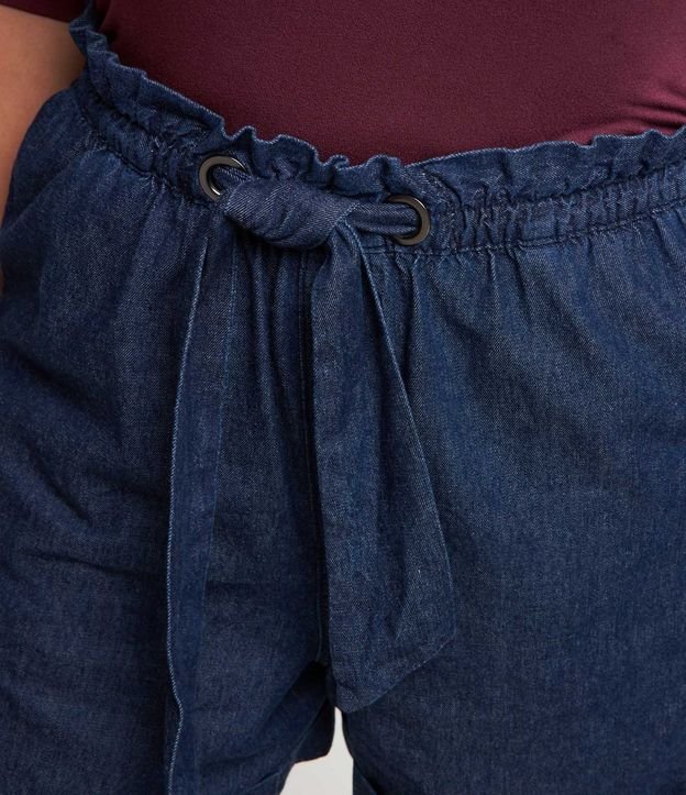 Bermuda Jeans com Amarração no Cós Curve & Plus Size Azul Jeans 4