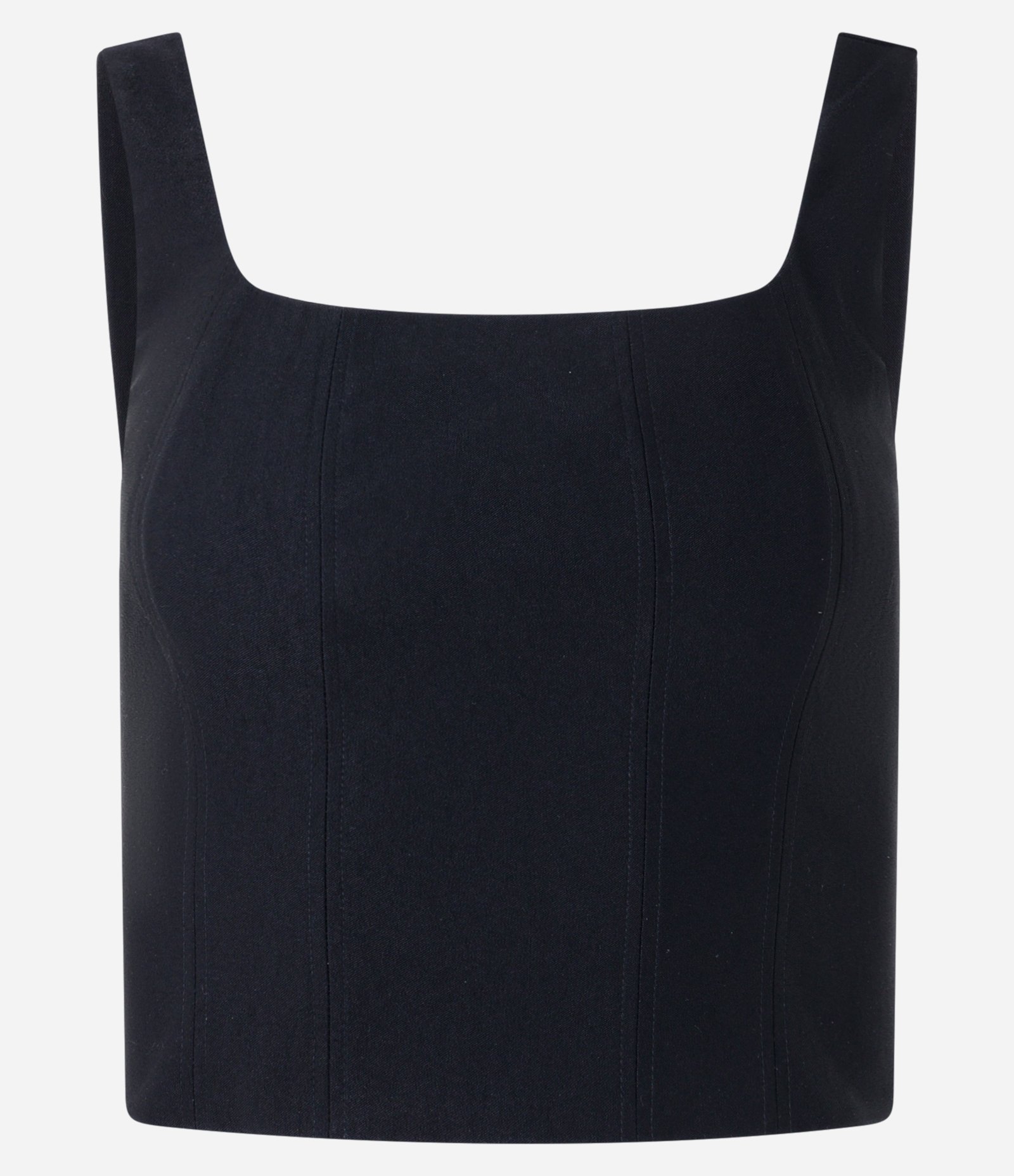 Blusa Cropped em Bengaline com Decote Quadrado Preto 5