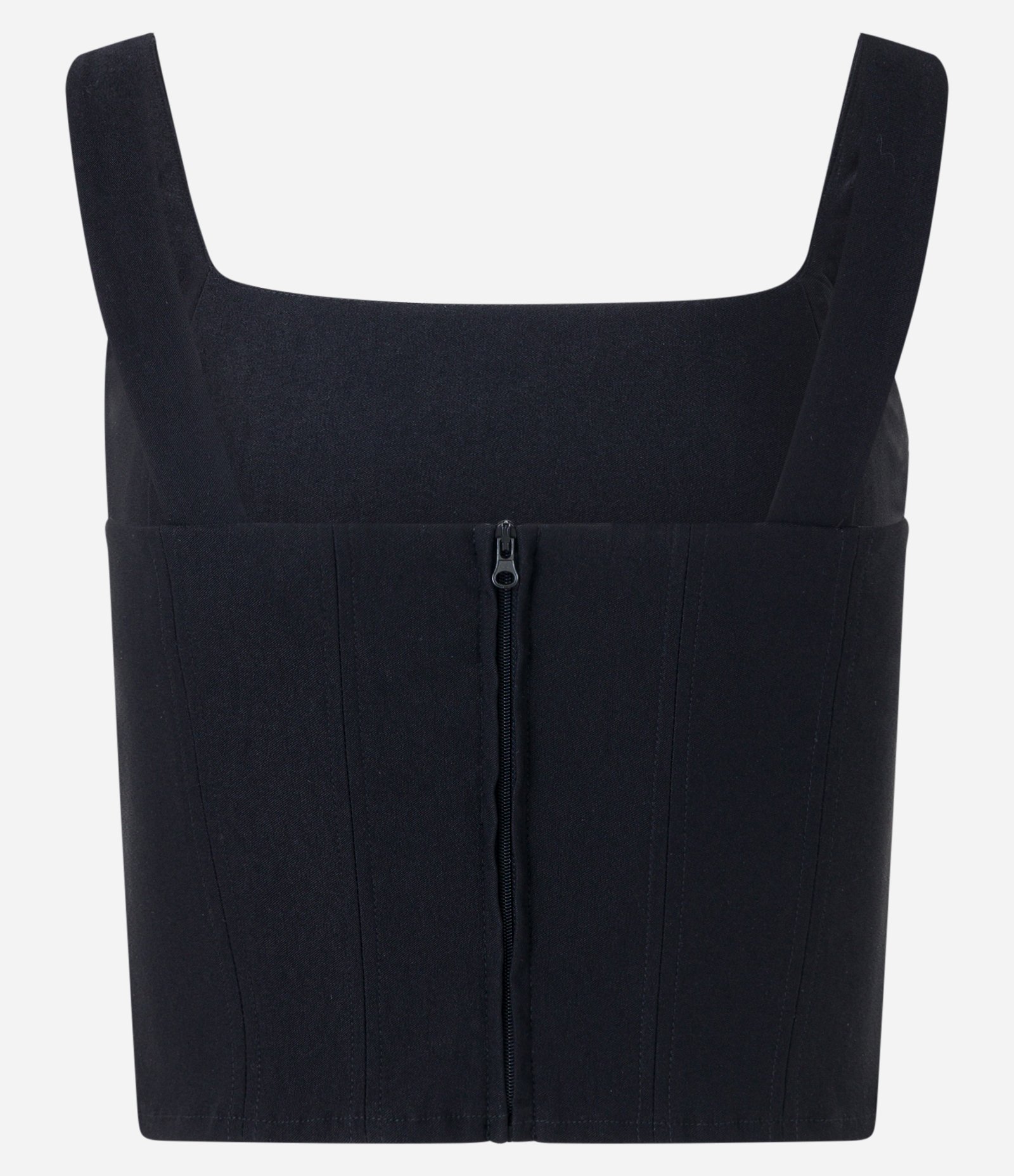 Blusa Cropped em Bengaline com Decote Quadrado Preto 6