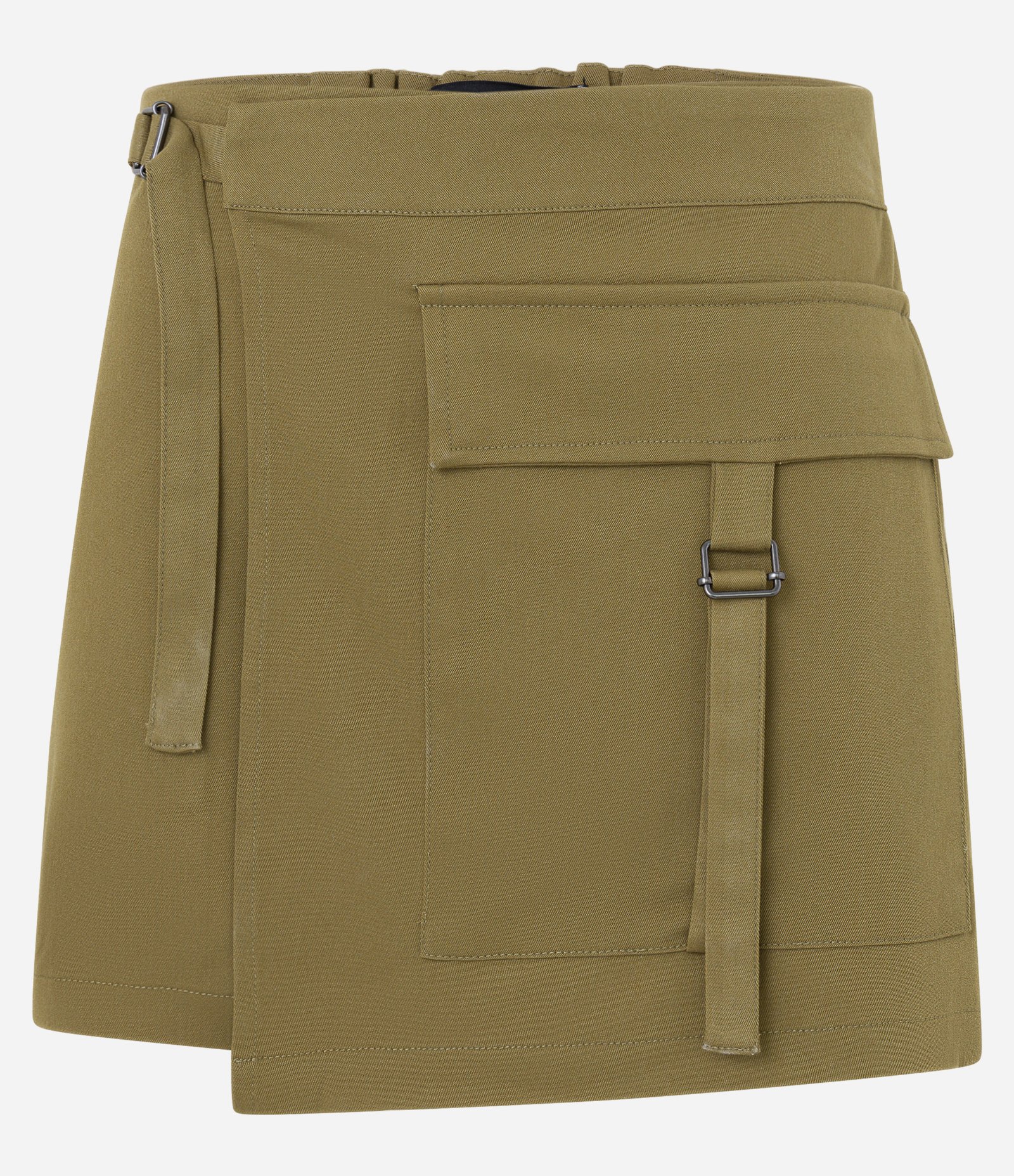 Short Saia em Alfaiataria Transpassada com Bolso Cargo Verde 4