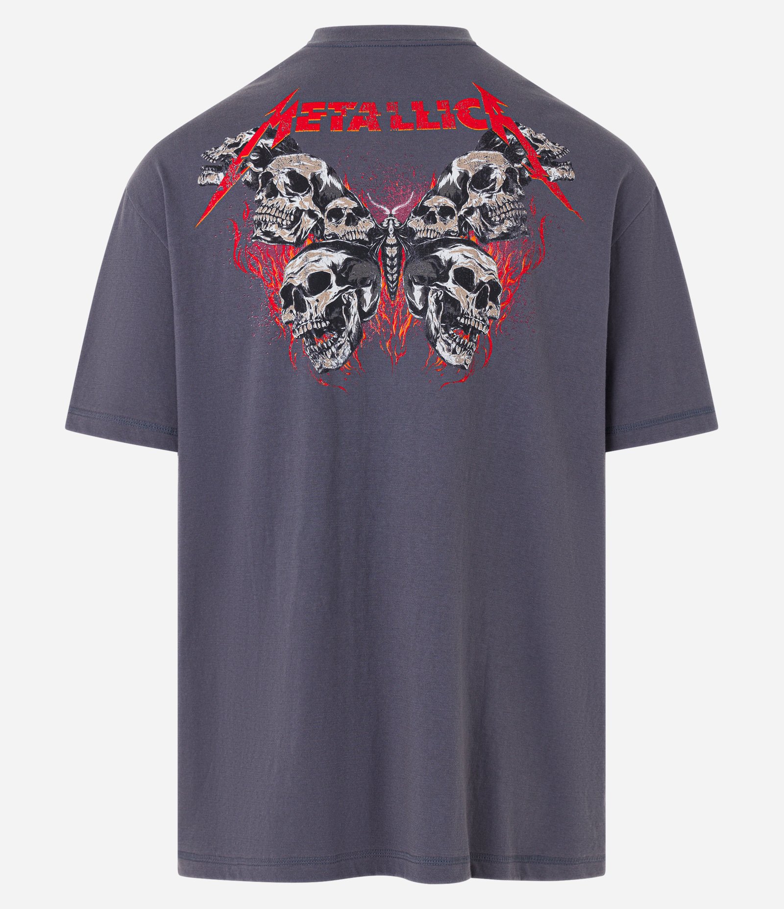 Camiseta Relaxed em Algodão Estampa Metallica Cinza 7