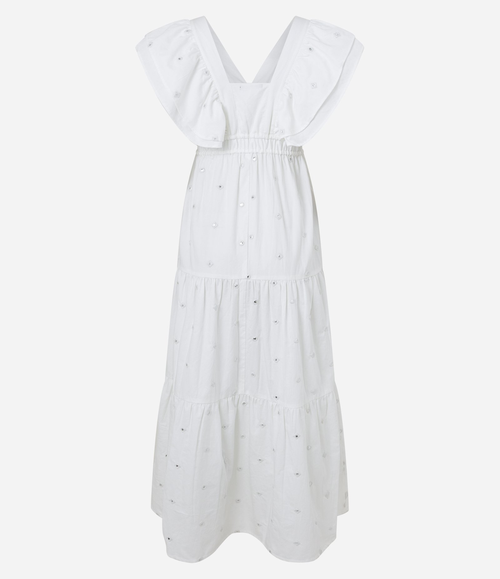 Vestido Sem Manga em Tricoline com Babado no Ombro Branco 6