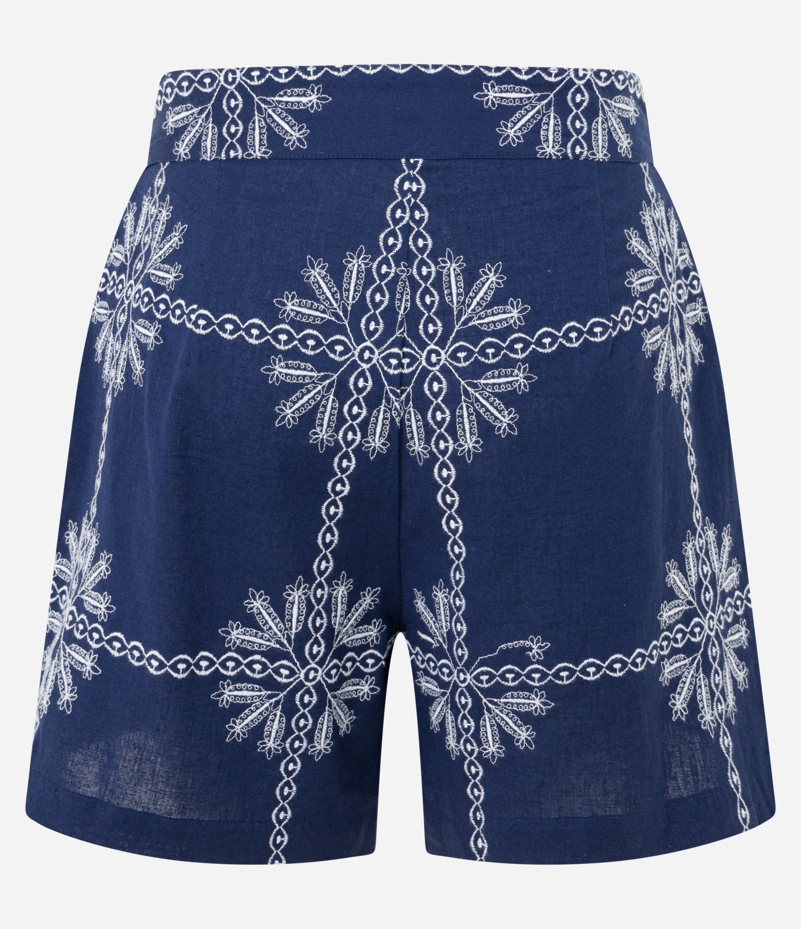 Short em Cambraia com Estampa Arabesco e Pregas Frontais Azul 5