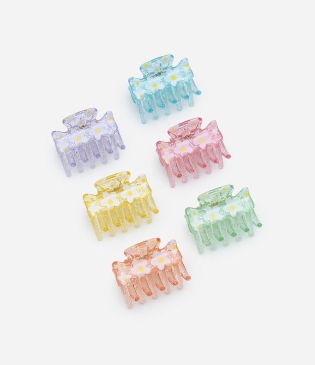 Kit 06 de Piranhas de Cabelo com Glitter e Margaridas