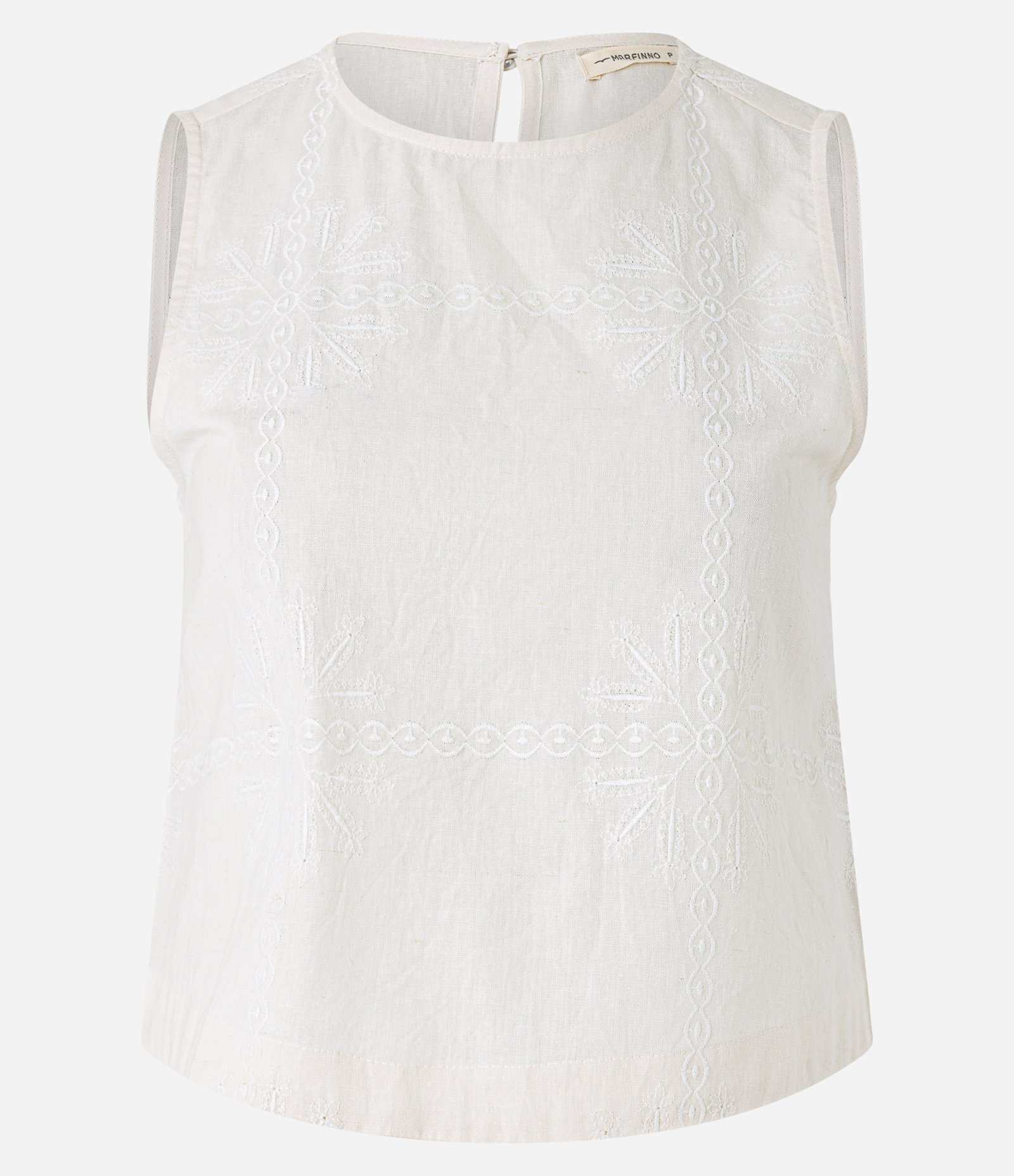 Blusa Sem Manga em Tricoline com Bordado Contrastante Bege 5