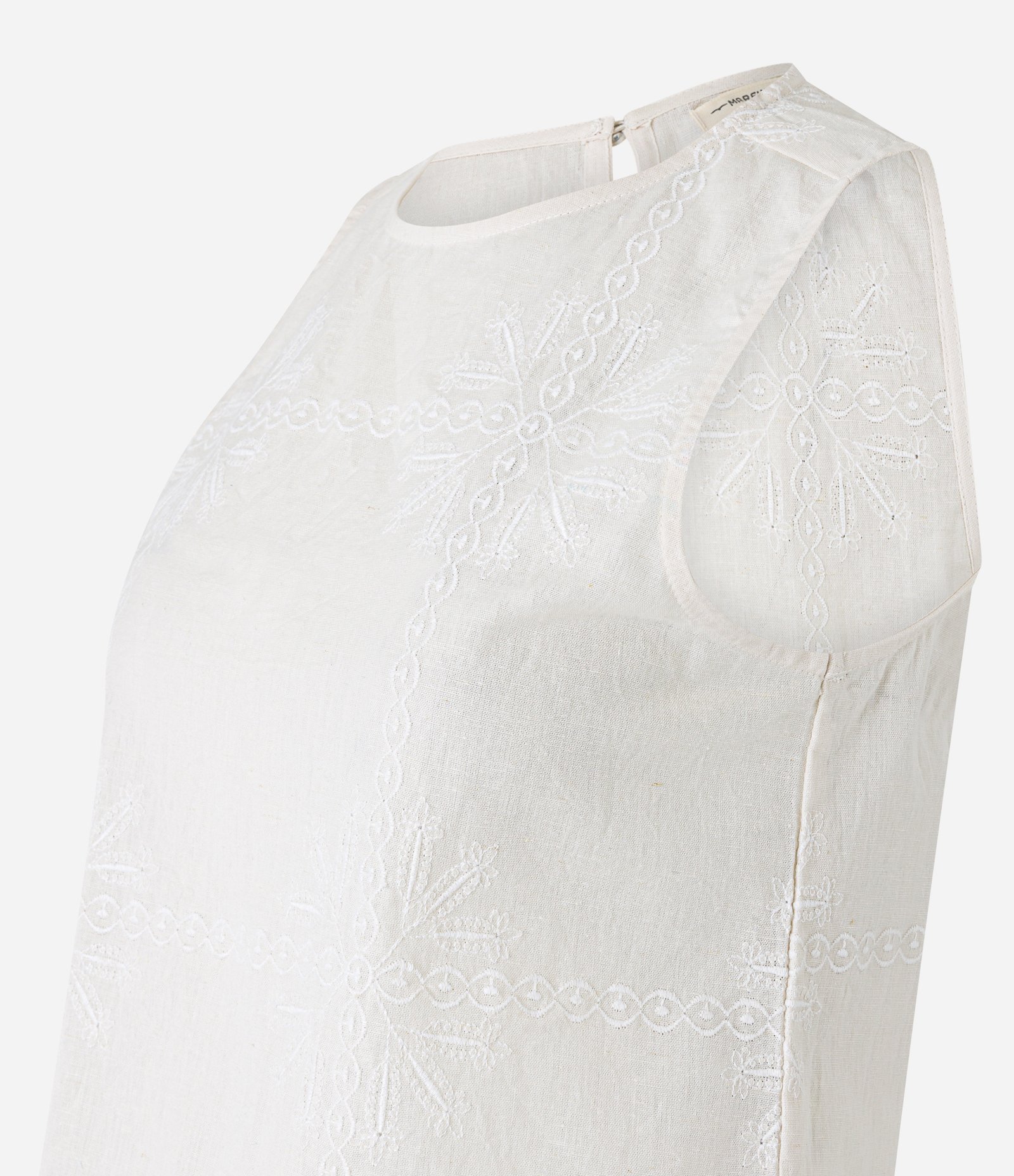 Blusa Sem Manga em Tricoline com Bordado Contrastante Bege 6