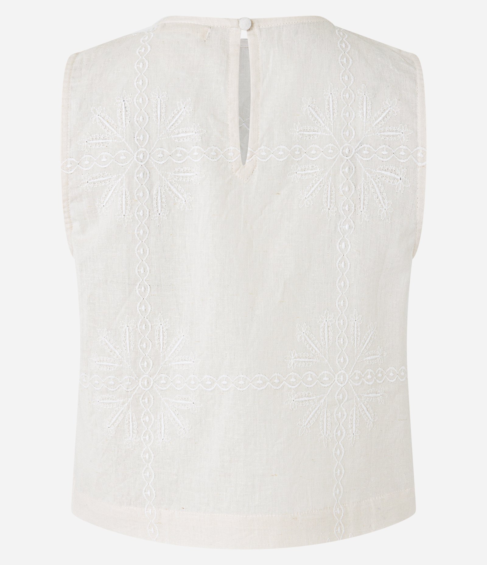 Blusa Sem Manga em Tricoline com Bordado Contrastante Bege 7
