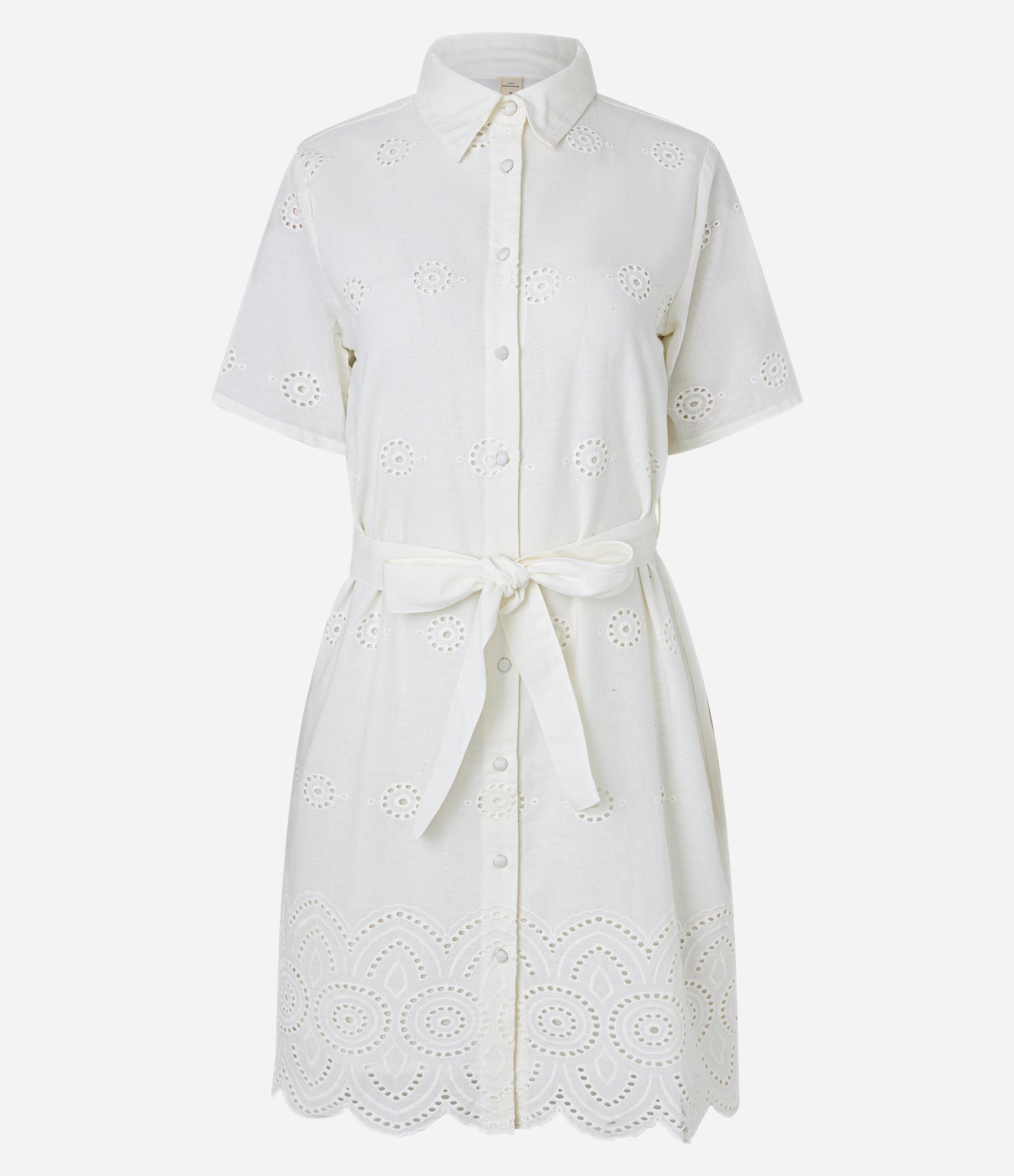 Vestido Curto em Laise com Amarração e Barra Bordada Off White 4