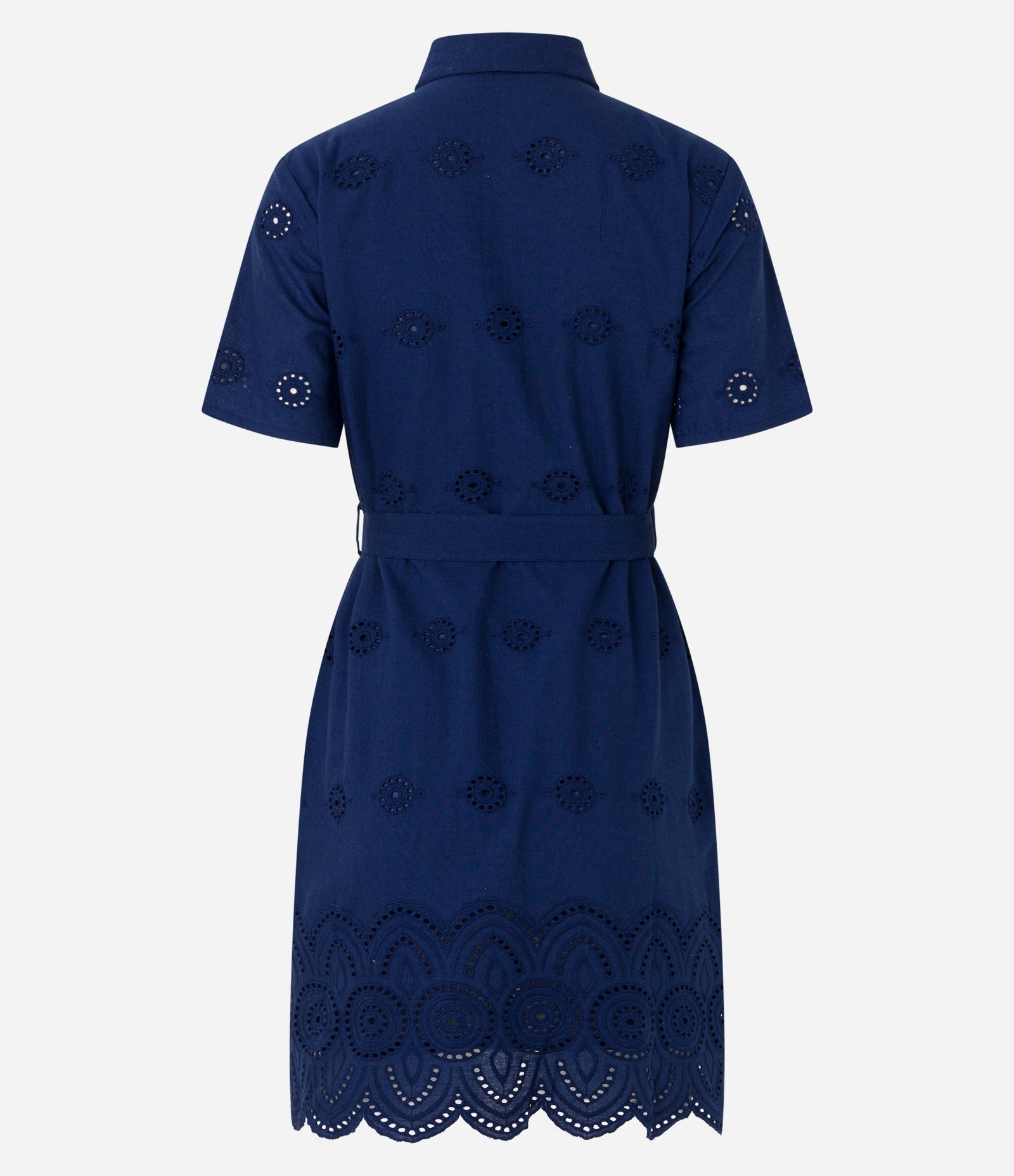 Vestido Curto em Laise com Amarração e Barra Bordada Azul 8