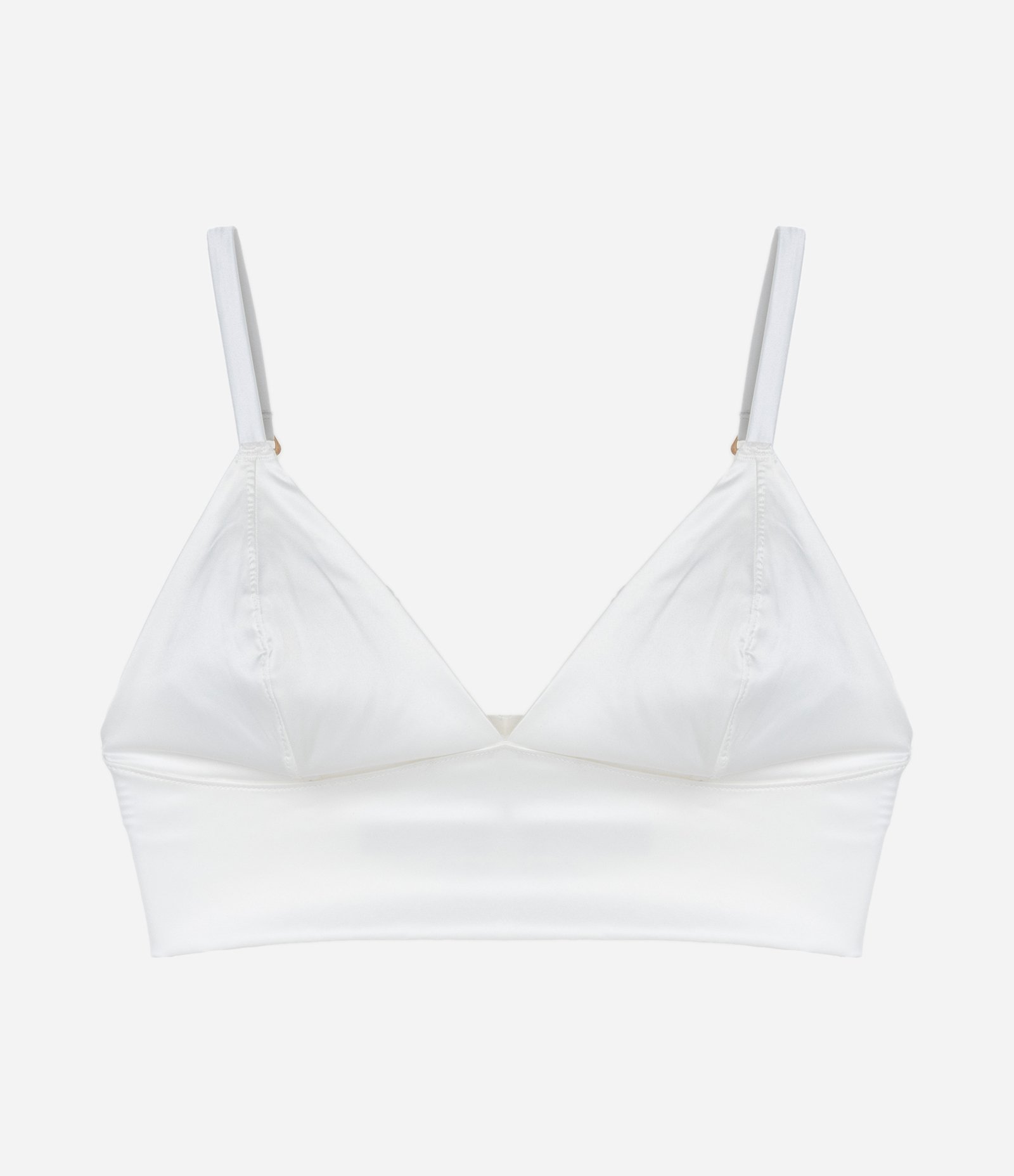 Sutiã Top Alongado Sem Bojo em Tecido Acetinado com Alça Regulável Branco 6