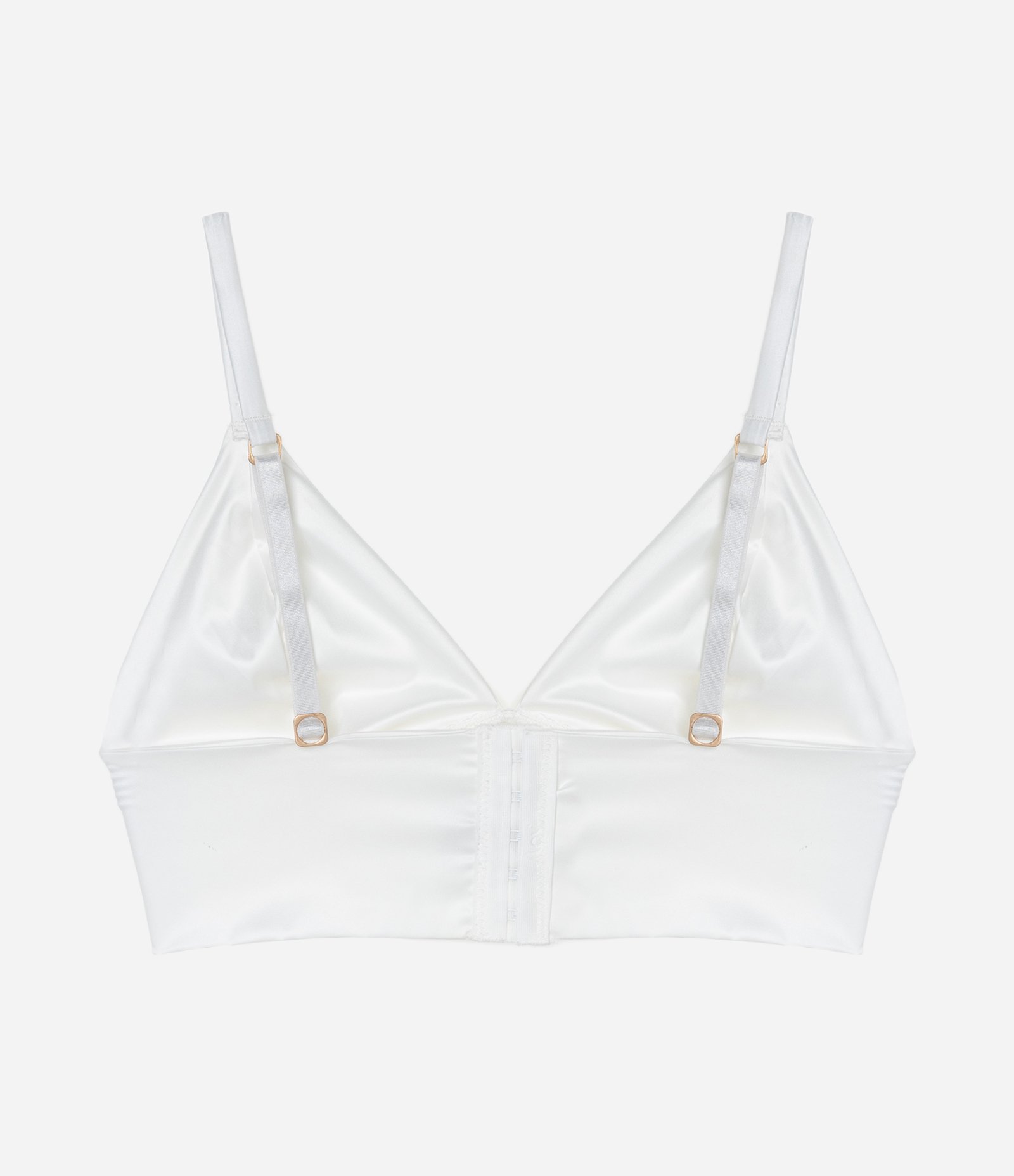 Sutiã Top Alongado Sem Bojo em Tecido Acetinado com Alça Regulável Branco 7