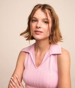 Blusa Cropped Seamless com Gola Polo