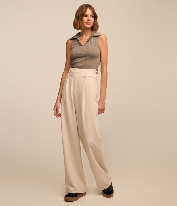 Blusa Cropped Sem Manga Seamless com Gola Polo