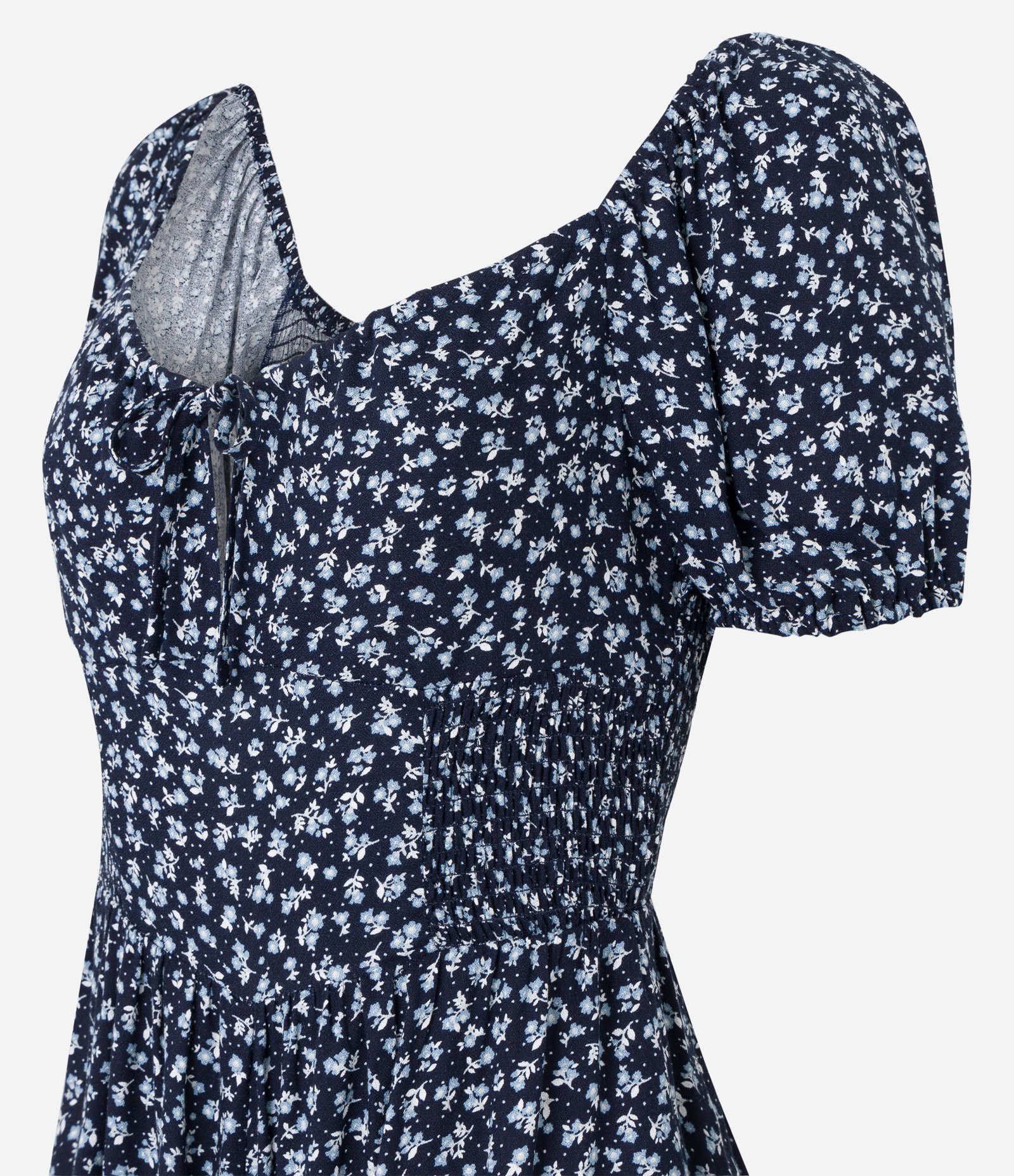 Macaquinho em Viscose com Amarração no Busto e Estampa Floral Azul Marinho 5