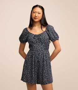 Macaquinho em Viscose com Amarração no Busto e Estampa Floral