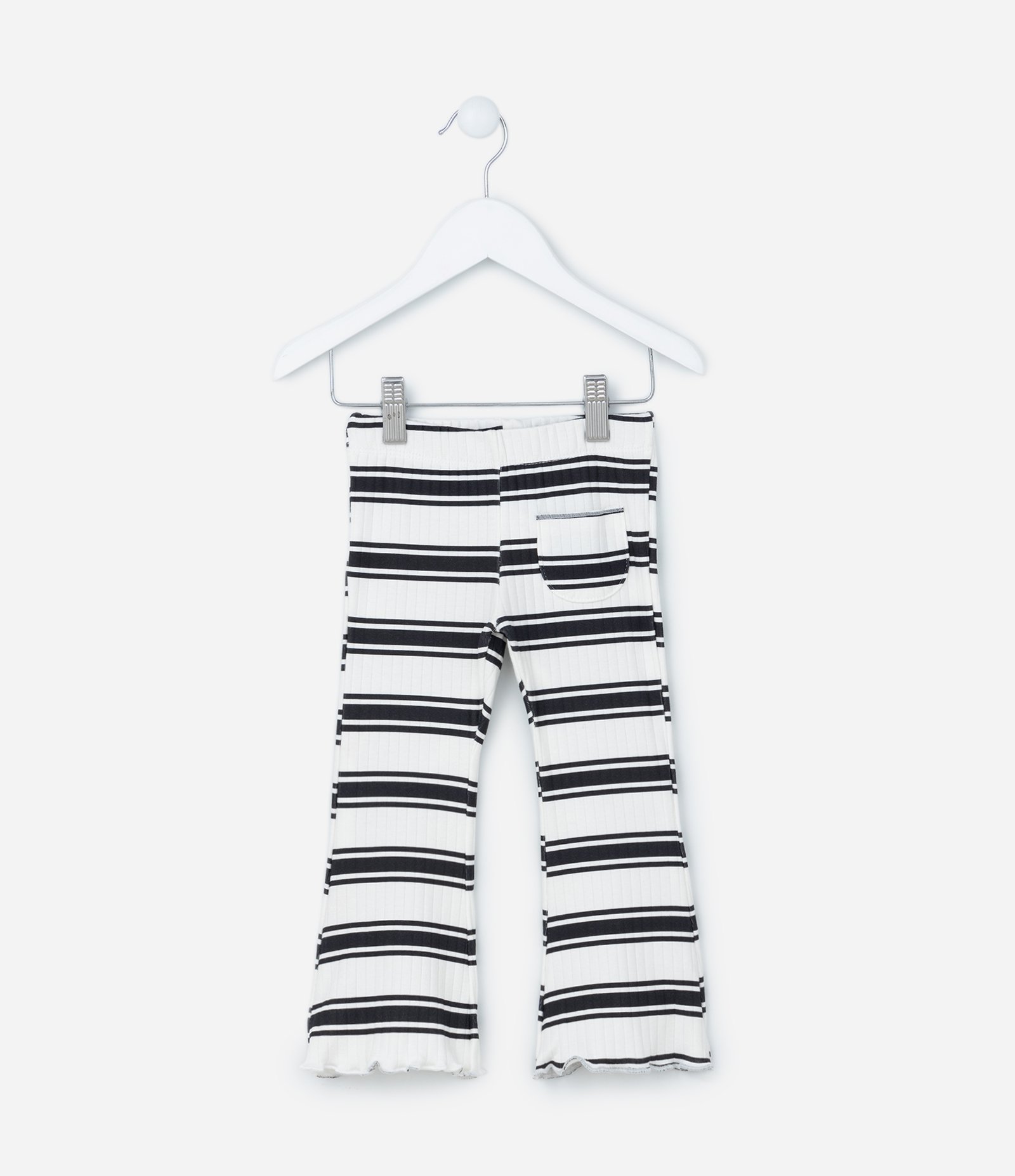Calça Flare Infantil Canelada com Estampa de Listras Tam a