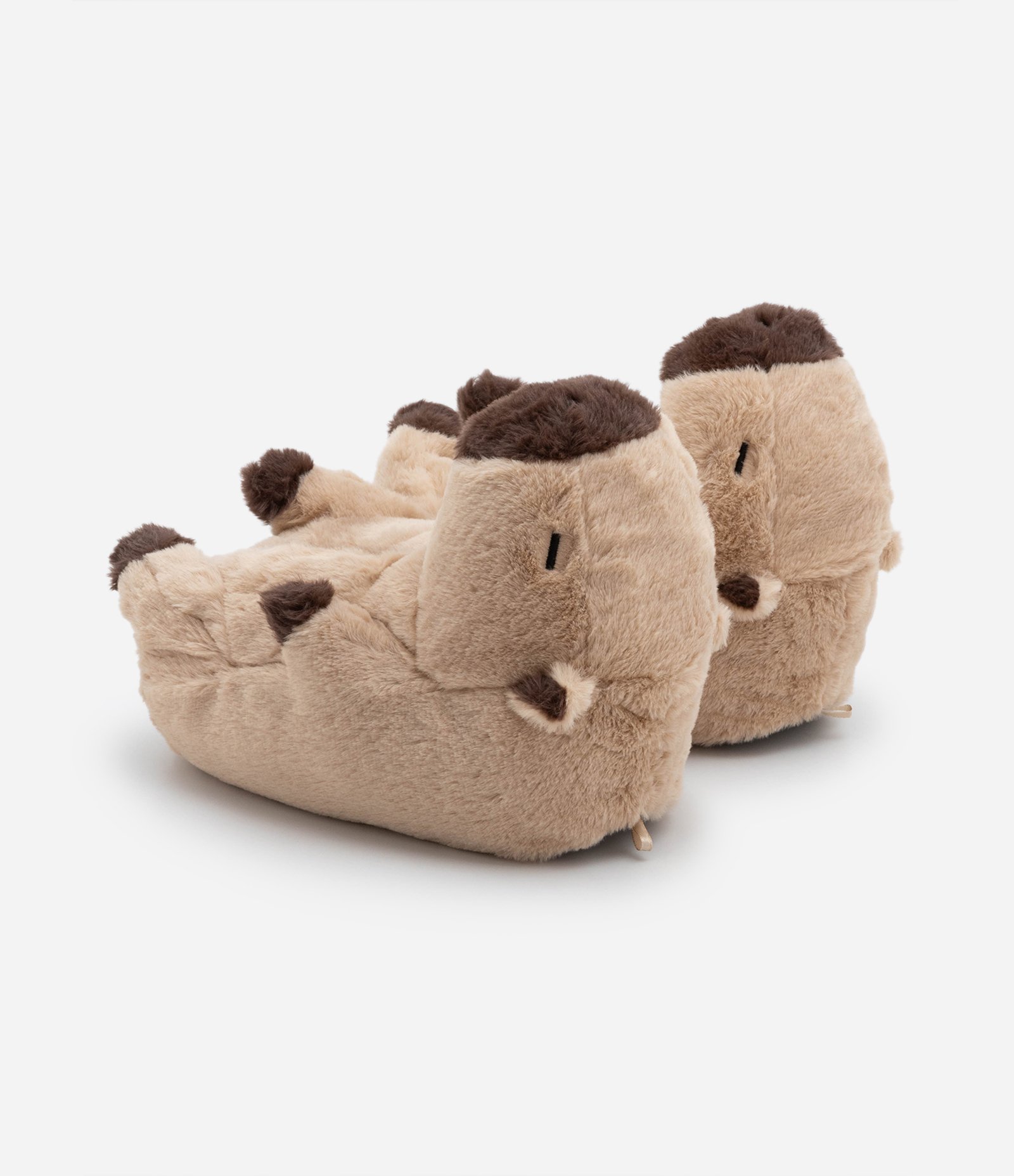 Pantufa Fechada com Estampa Capivara 3D Bege/Marrom 2