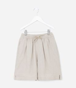 Bermuda em Linho com Cordão no Cós e Fendinha Lateral - Tam 5 a 14 Anos