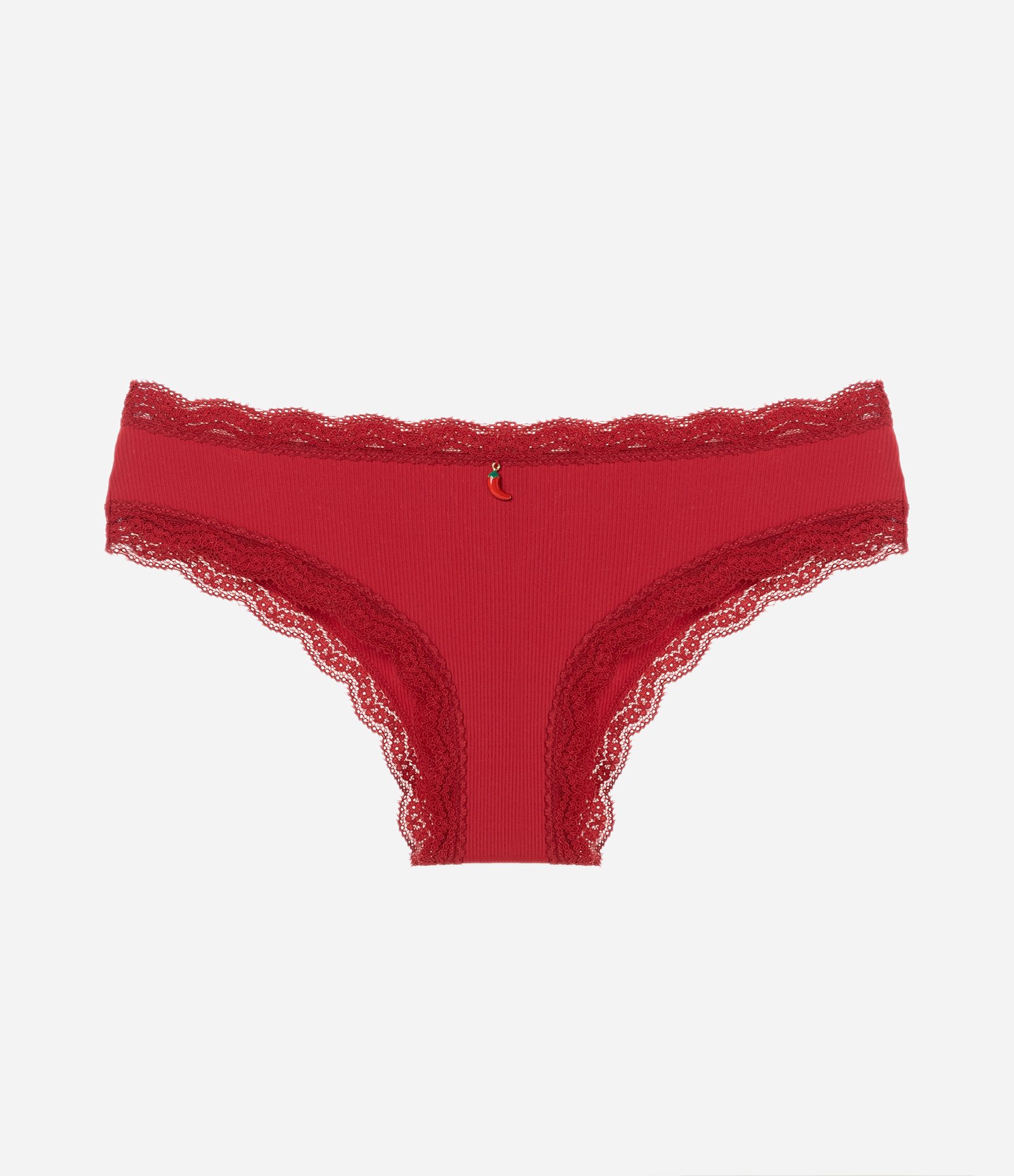 Calcinha Biquíni em Poliamida com Detalhes em Renda Vermelho 4