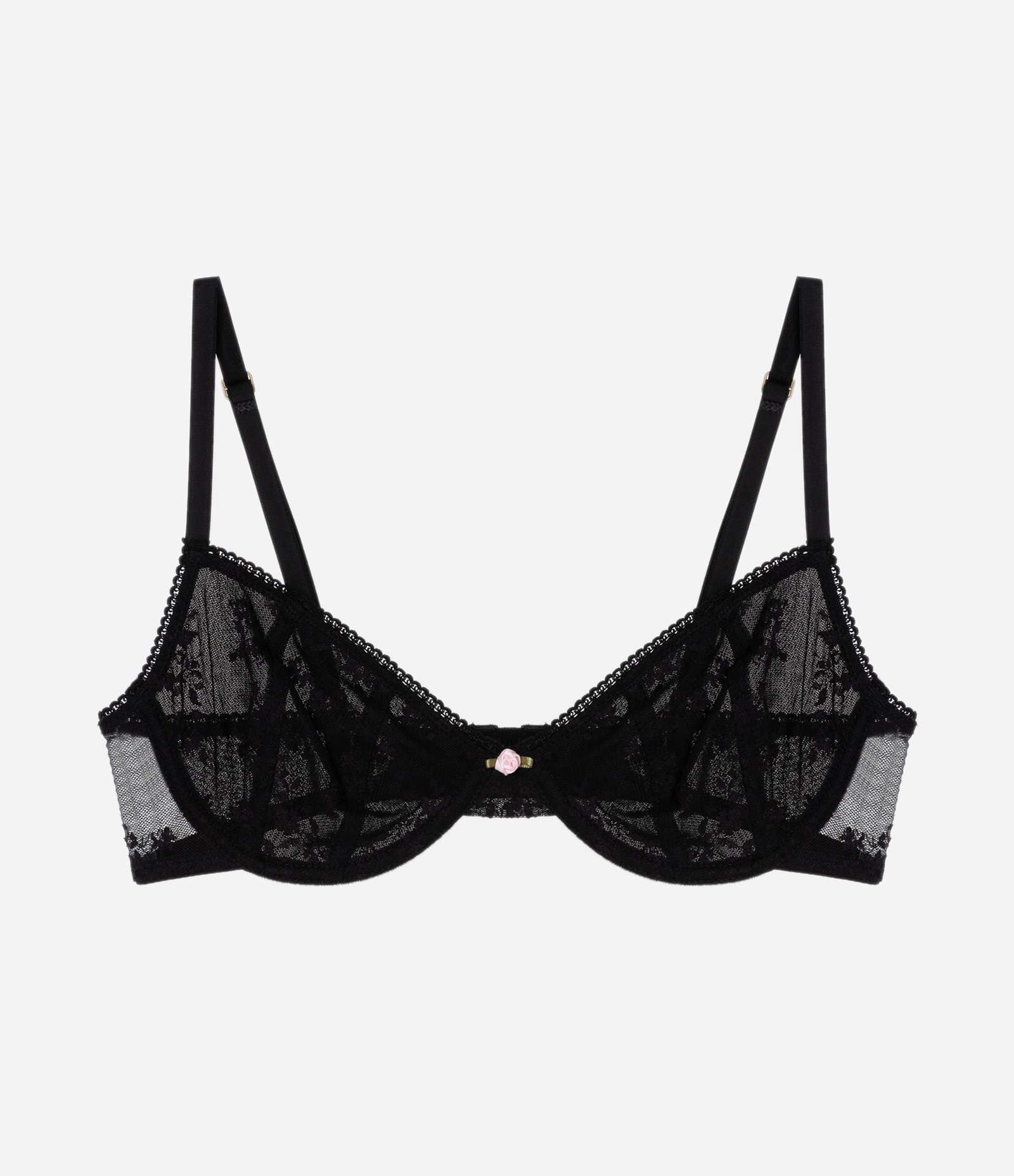 Sutiã sem Bojo e com Aro em Laise Floral Preto 5