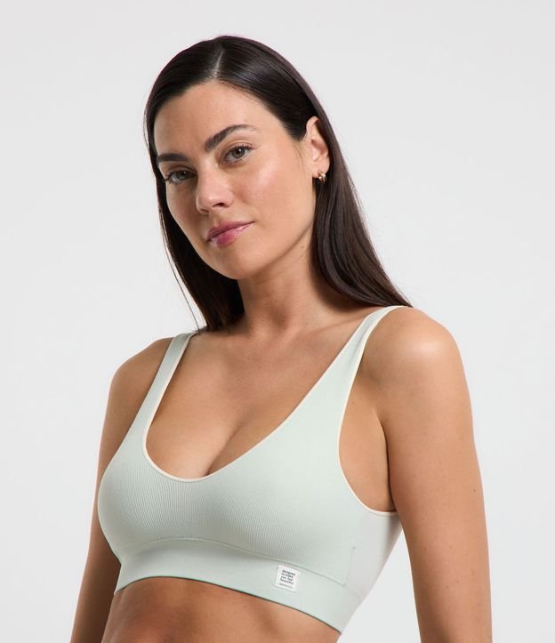 Sutiã Top com Bojo Removível e Textura Canelada