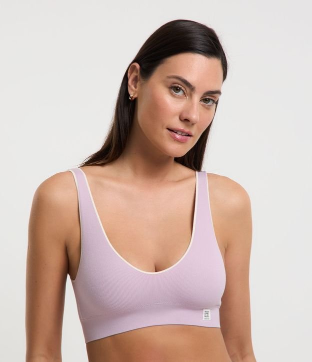 Sutiã Top com Bojo Removível e Textura Canelada