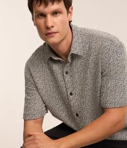 Camisa Manga Curta Texturizada em Tweed