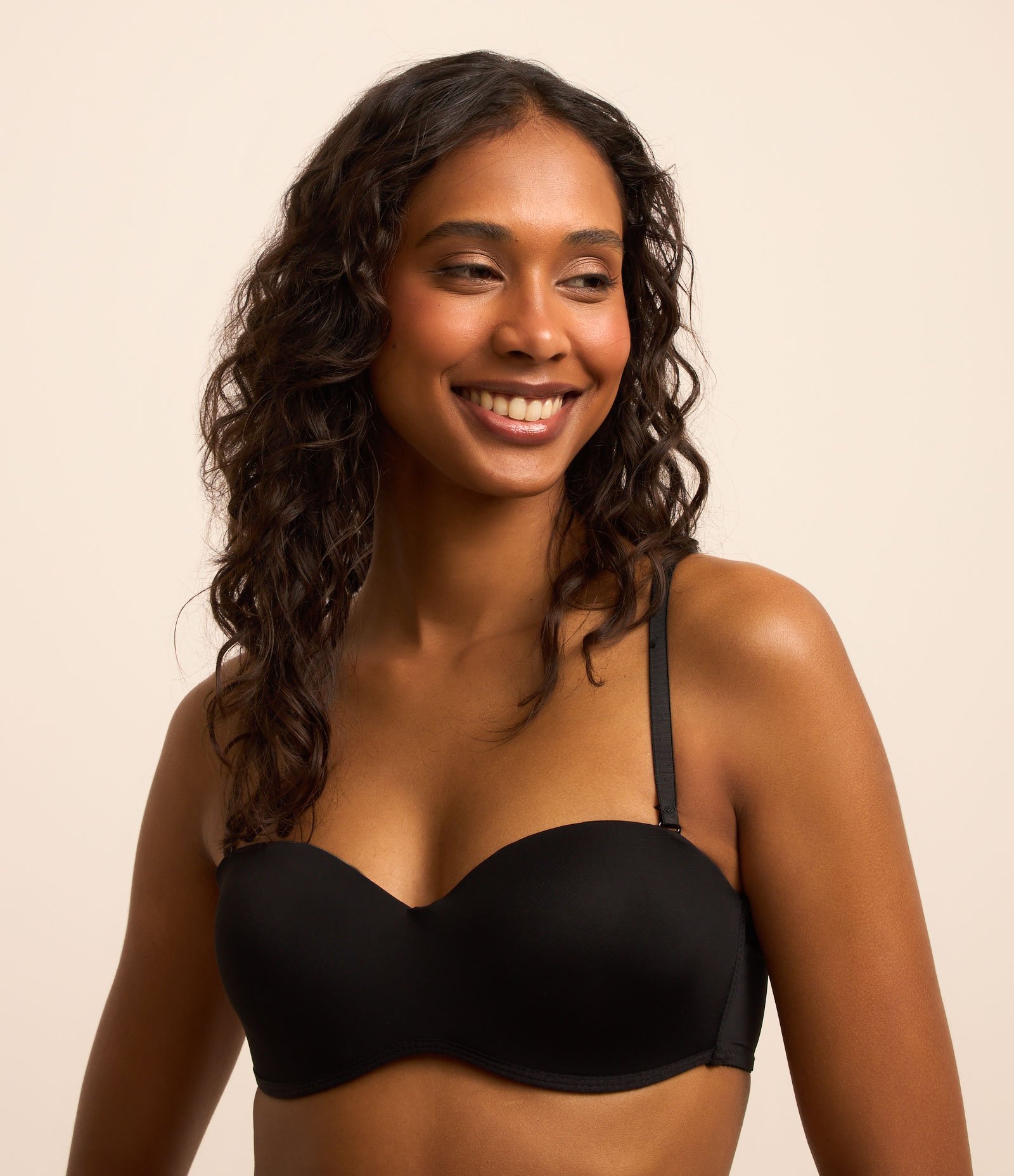 Sutiã Tomara Que Caia com Bojo Oco Bege/Preto 3