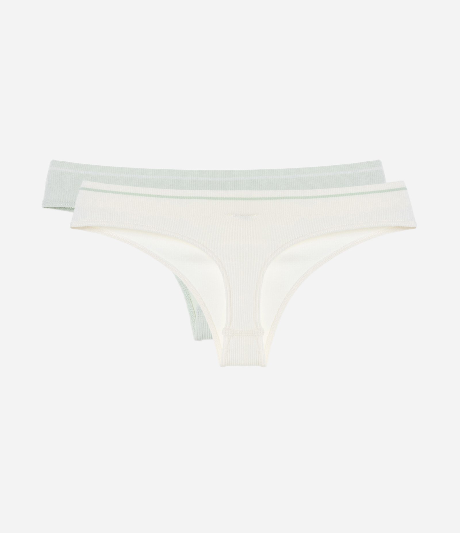 Kit 02 Calcinhas Biquíni Fio Seamless Textura Com Escrito LOV Verde Claro/Branco 6