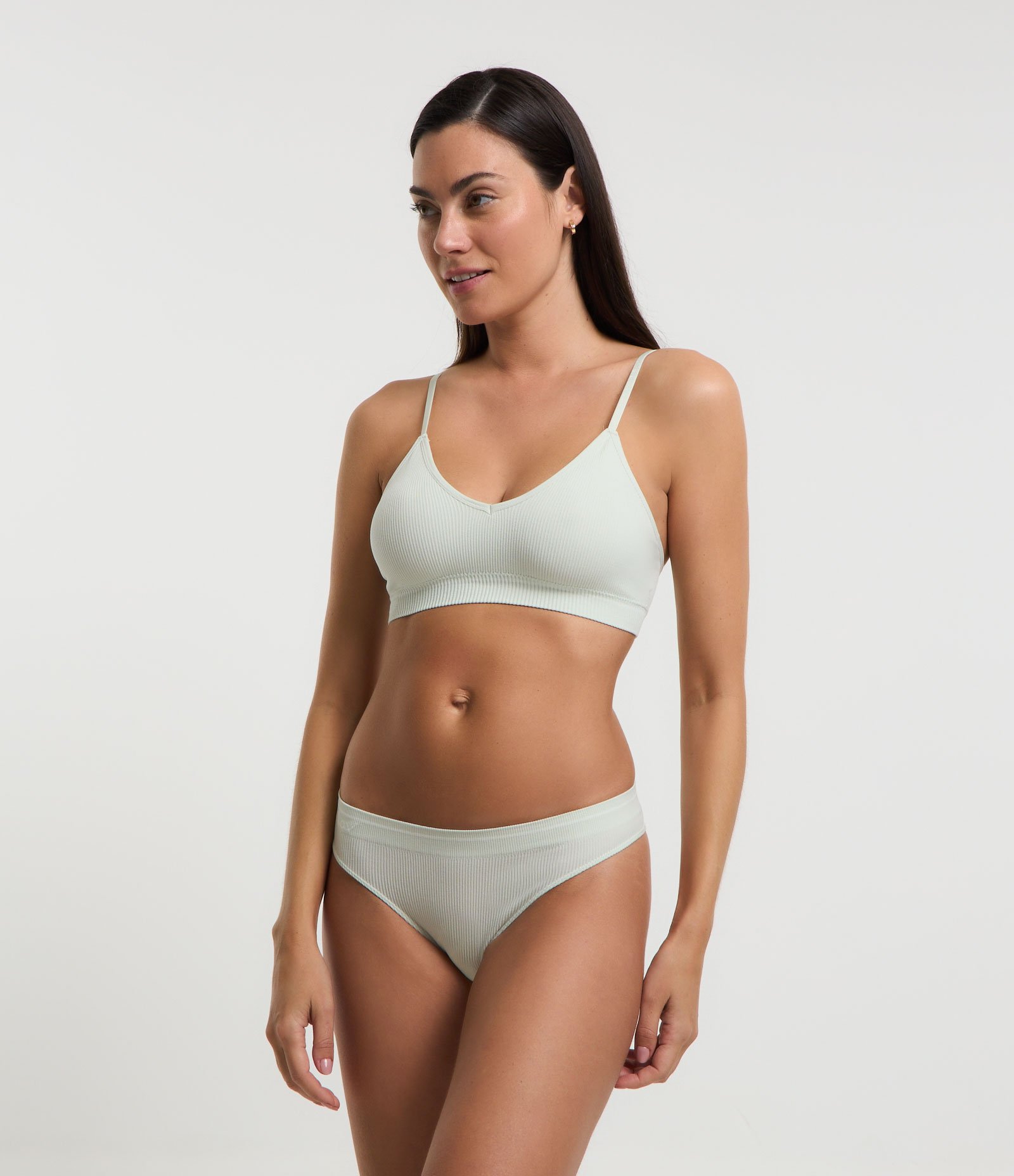 Kit 02 Calcinhas Biquíni Fio Seamless Textura Com Escrito LOV Verde Claro/Branco 2